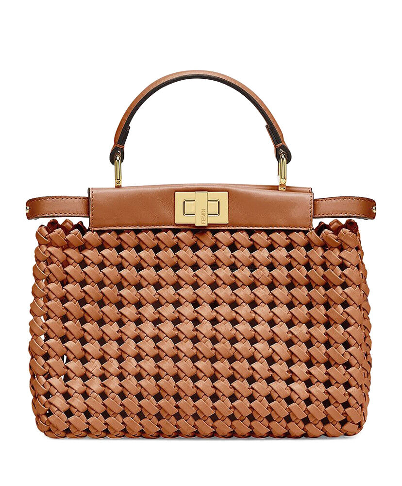 Fendi Peekaboo ISeeU Mini Brown Selleria Bag with 1048 Hand-sewn Topstitches